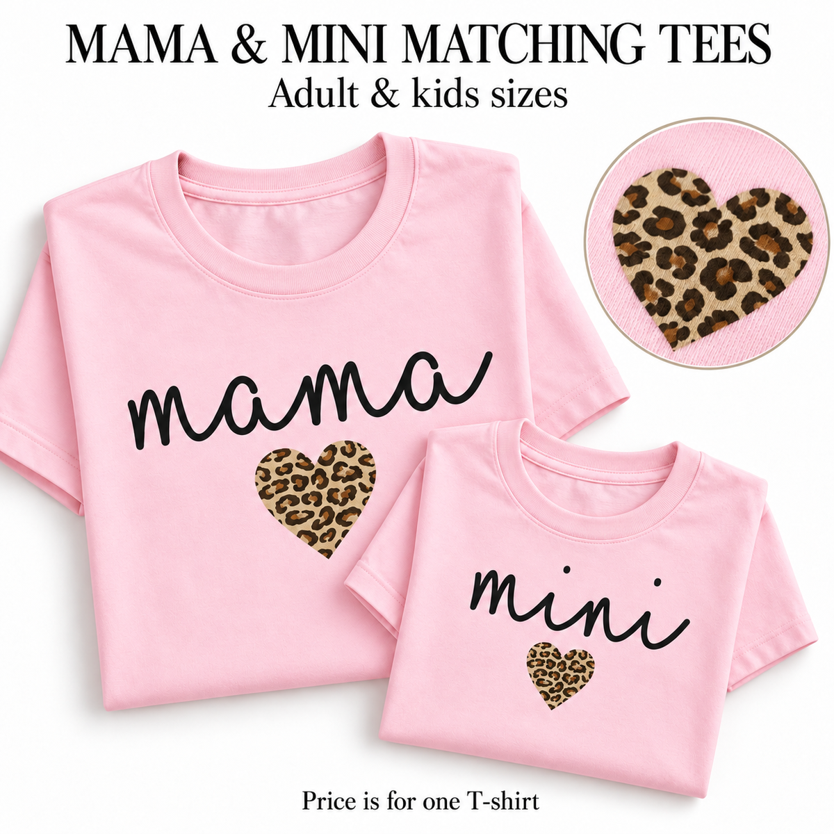Mama and Mini Matching Sweatshirts with Leopard Heart Print