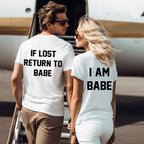 matching couple shirts if lost return to babe