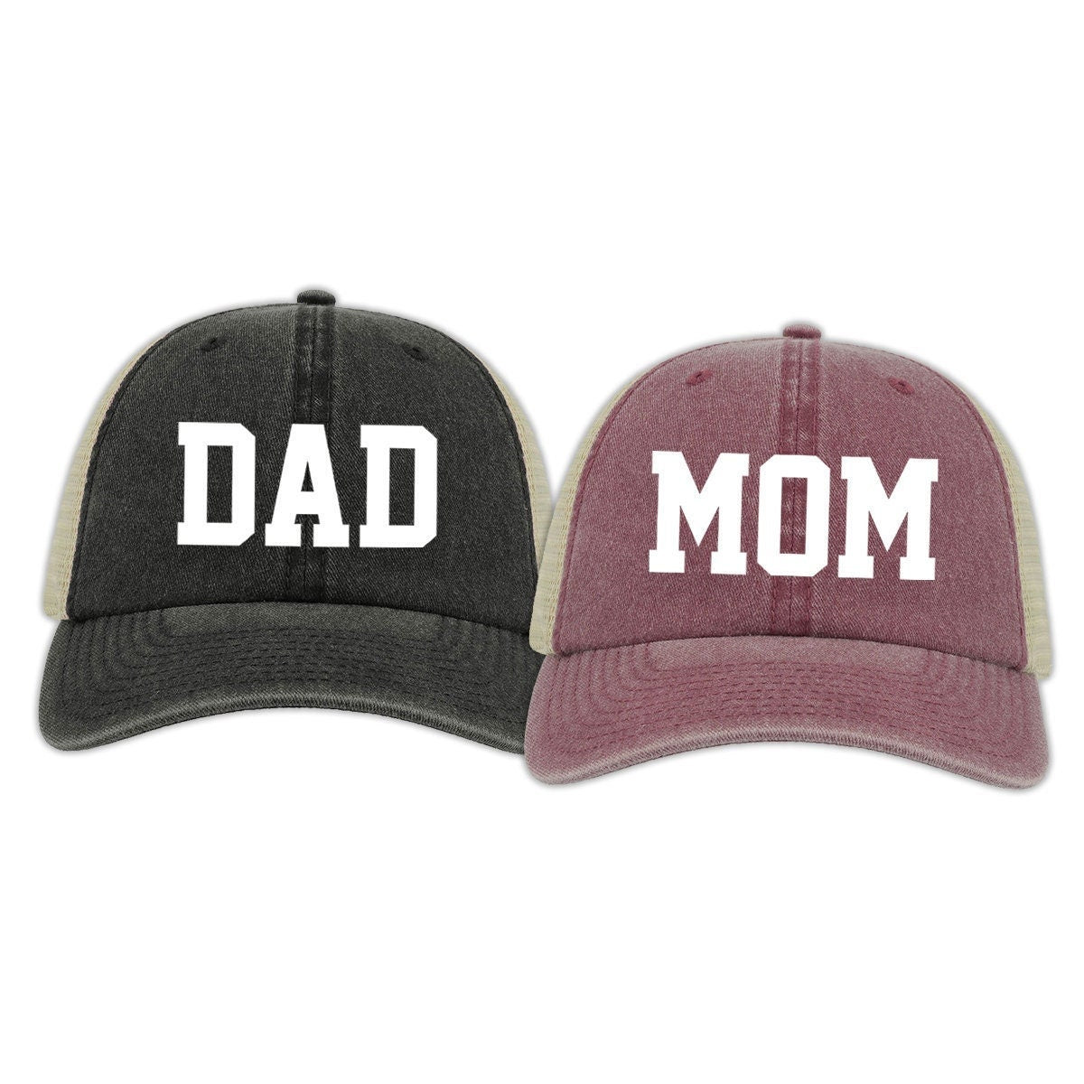 Mom and Dad Hats, Pregnancy Announcement Hat, Gender Reveal Hats, Pigment Dyed Baseball Caps, Unisex Hats, Vintage Style Caps, Matching Hats
