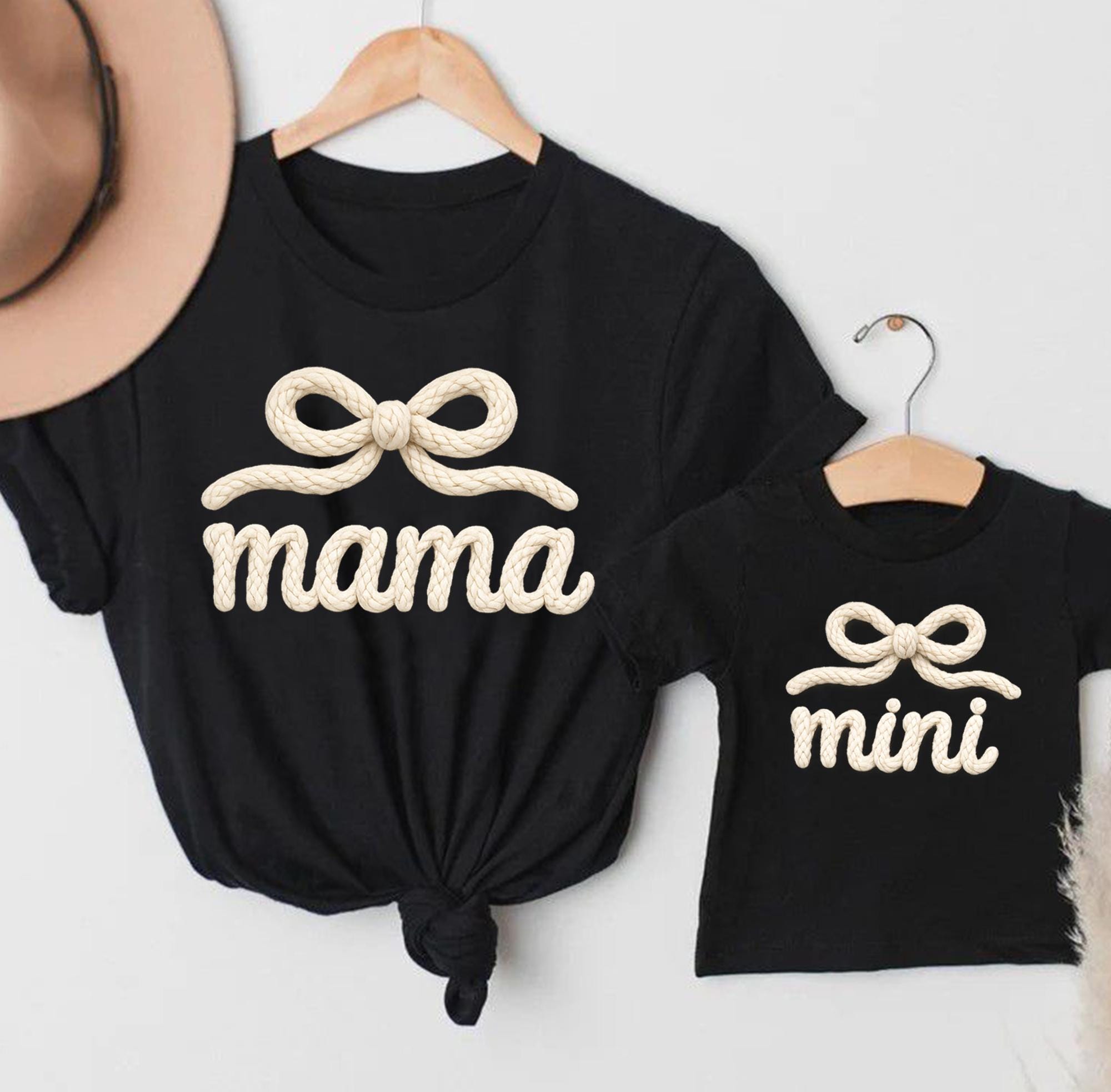 Mama and Mini Matching Sweatshirts, Mommy and Me Outfit, Knit Puff Letter Design, Mother Daughter Matching Set, Gift for Mom