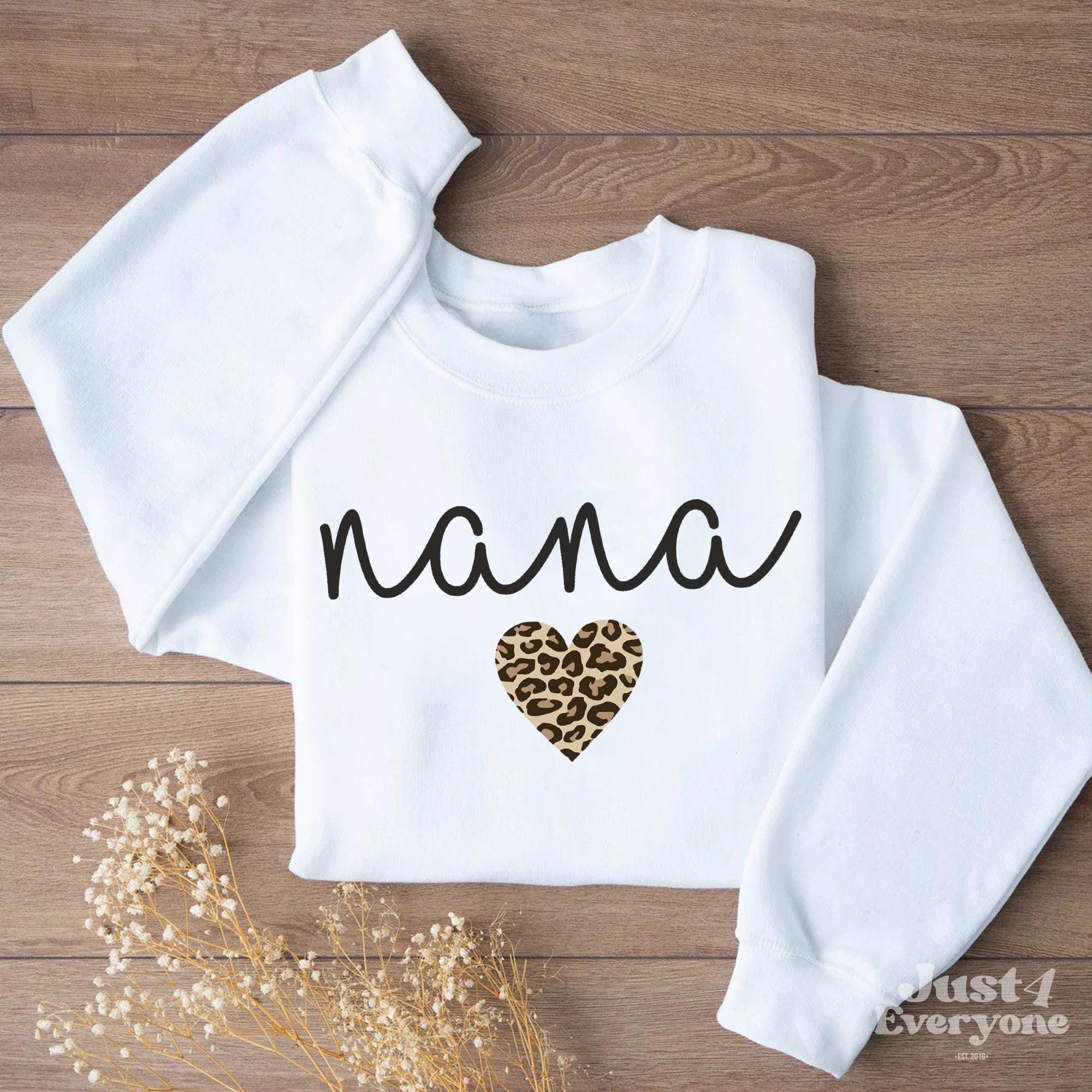 Nana Sweatshirt with Leopard Heart, Cute Nana Grandma Shirt, Cozy Animal Print Design, Gift for Nana, Cute Nana Shirt for Grandma