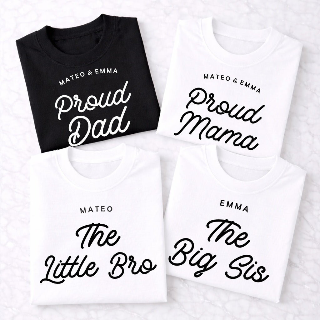 Proud Family Matching Shirts, Dad Mama Big Little Bro Sis Set, Personalized Family Shirts, Matching Sibling Outfits