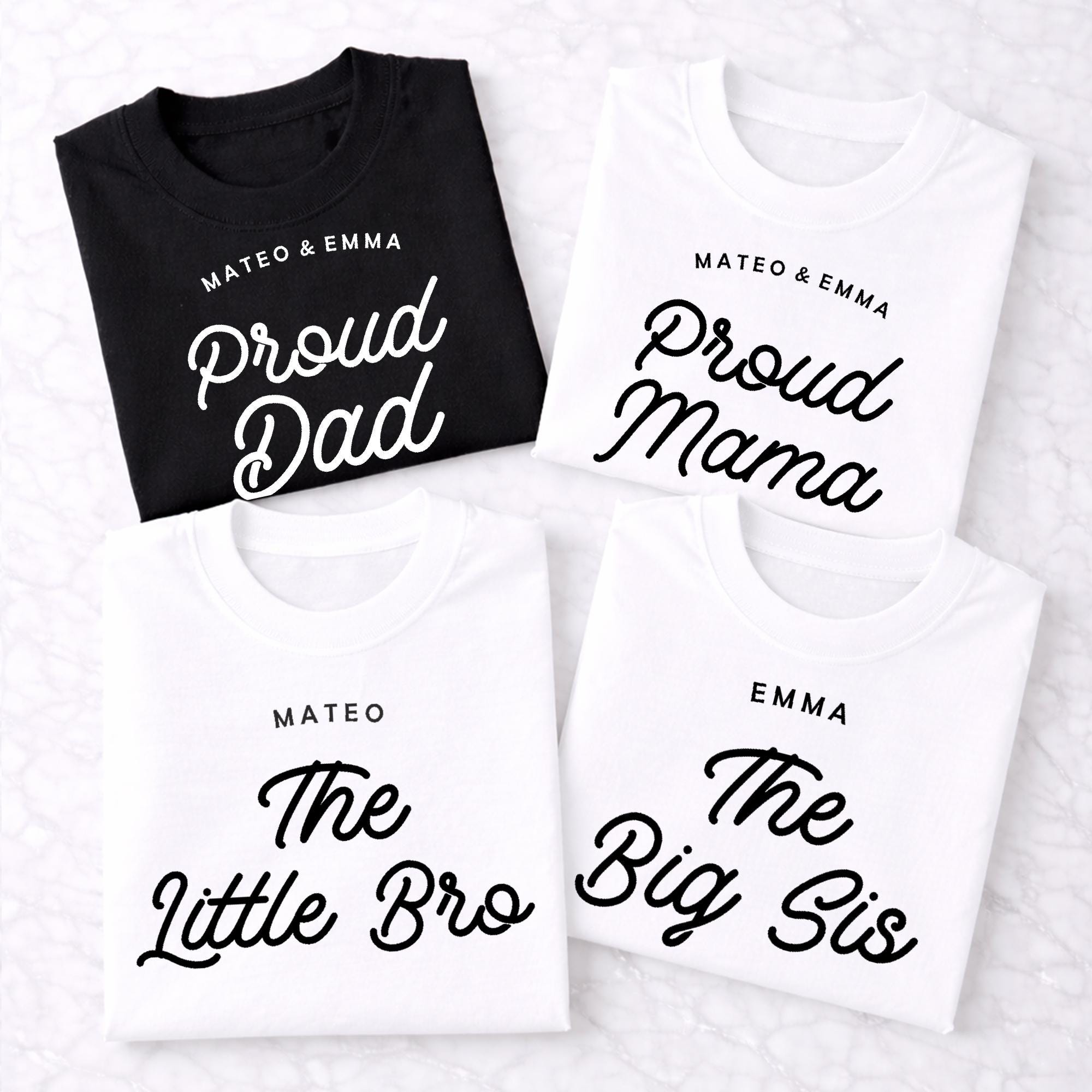 Proud Family Matching Shirts, Dad Mama Big Little Bro Sis Set, Personalized Family Shirts, Matching Sibling Outfits
