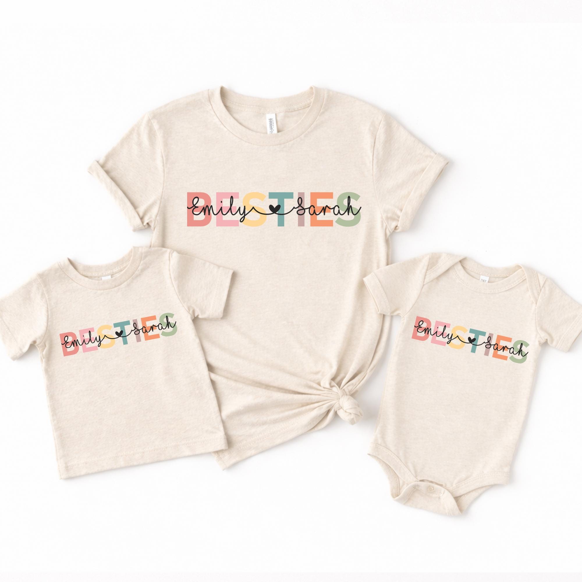 Personalized Besties T-shirts, Matching BFF Outfits, Custom Name Besties Shirt, Birthday Gift For Bestie, Personalized BFF Gift, Girls Trip