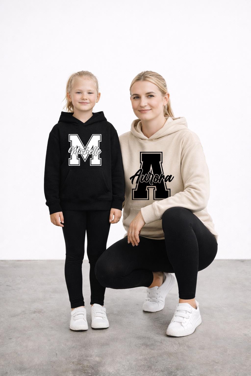 Personalized Mama Mini Sweatshirt Set with Names, Matching Mom and Kid Outfit, Custom Initial Family Shirts, Gift for Mom