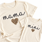 Mama and Mini Matching Shirts with Leopard Heart Print
