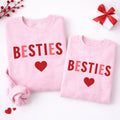 Girl Mom Matching Outfits, Besties Sweatshirts, Mother Daughter, Mama Mini Sweatshirts, Bestie Love Heart, Valentine’s Day Mom Daughter Set