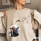 Custom Couple Sweatshirt Gift from Photo, Personalized Line Art T Shirt, Romantic Anniversary Gift for Couples Minimal Design