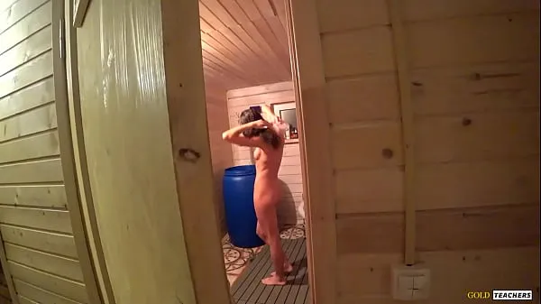 Met my beautiful skinny stepsister in the russian sauna and could not resist, spank her, give cock to suck and fuck on table Jumlah Filem baharu