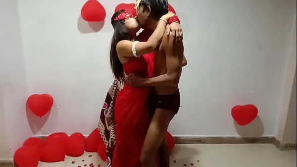 New Newly Married Indian Wife In Red Sari Celebrating Valentine With Her Desi Husband - Full Hindi Best XXX total Movies